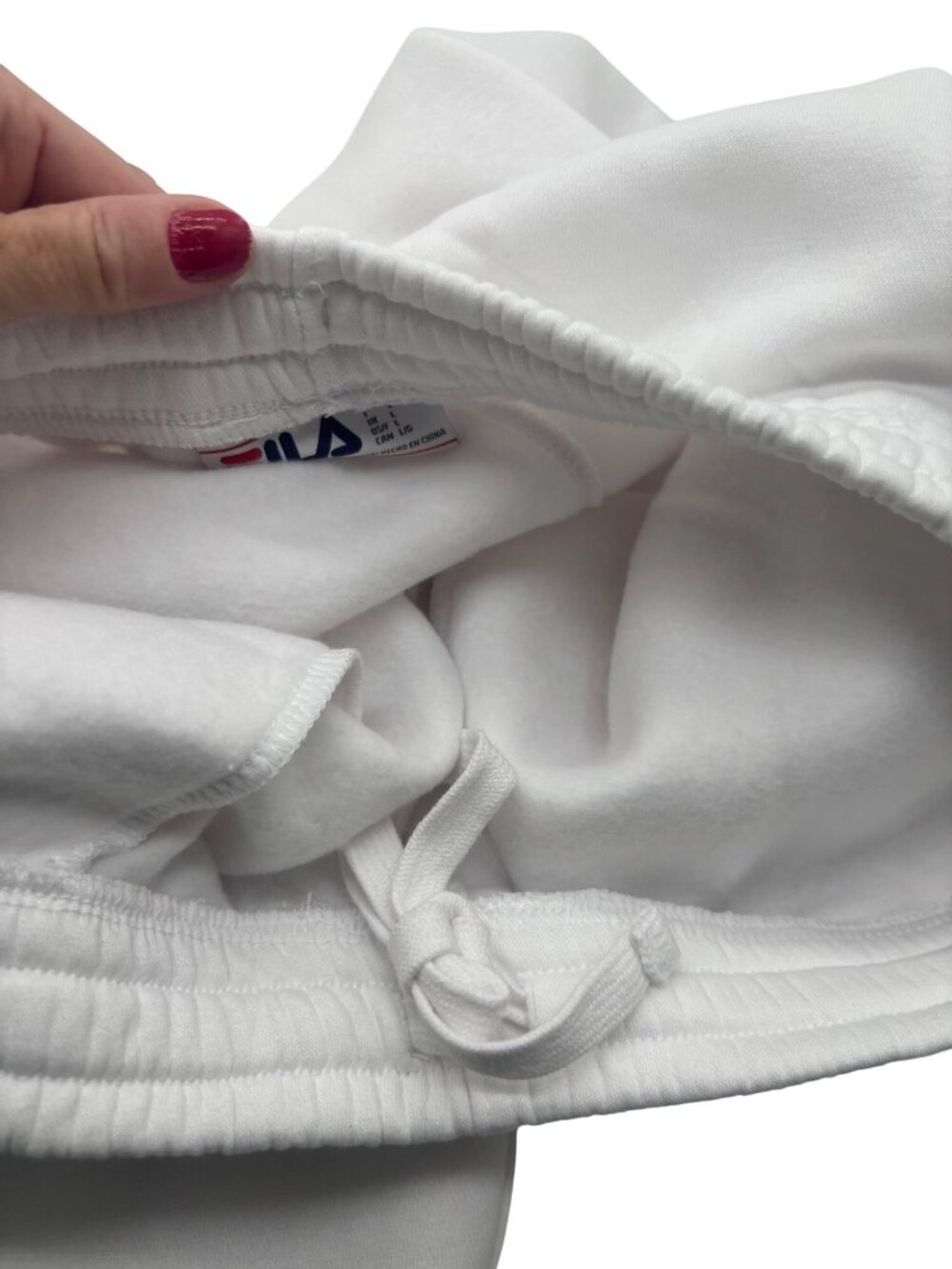 FILA women's Fleece Joggers, White, Sz. L - Picture 8 of 11
